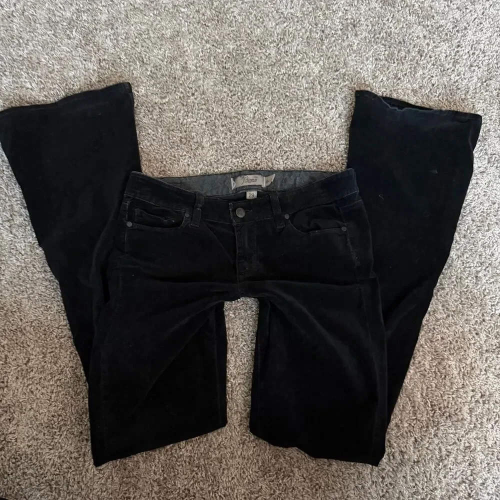 Paige “Low Low” Black Corduroy Low Rise Flare Jeans